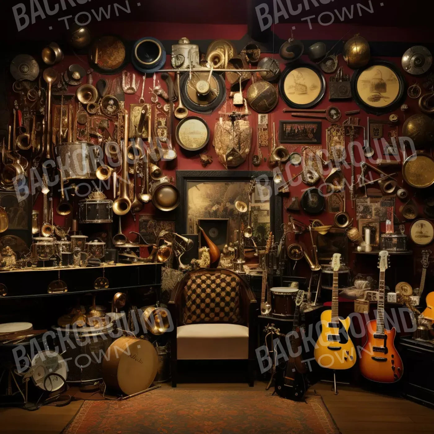 Band Room I 5’X5’ Rubbermat Floor (60 X Inch) Backdrop