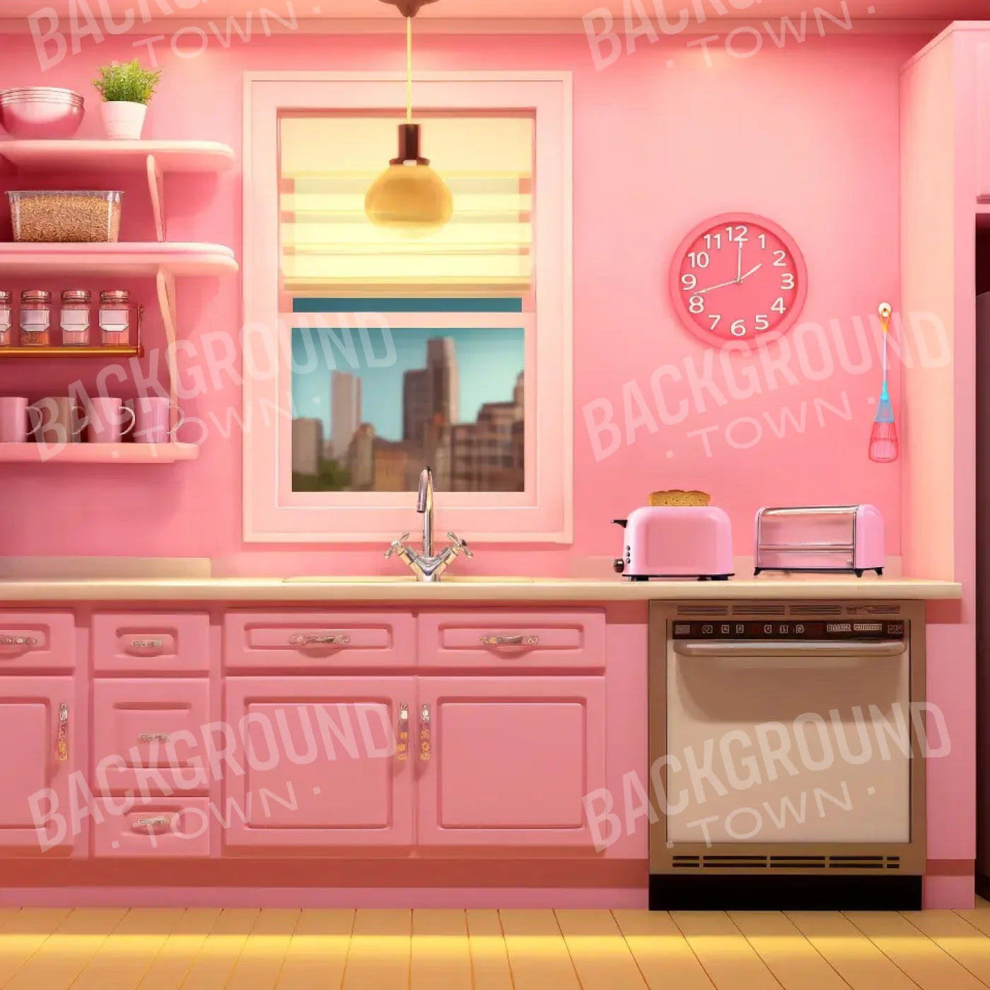 Barbie Kitchen 8’x8’ Fleece (96 x 96 inch) Backdrop