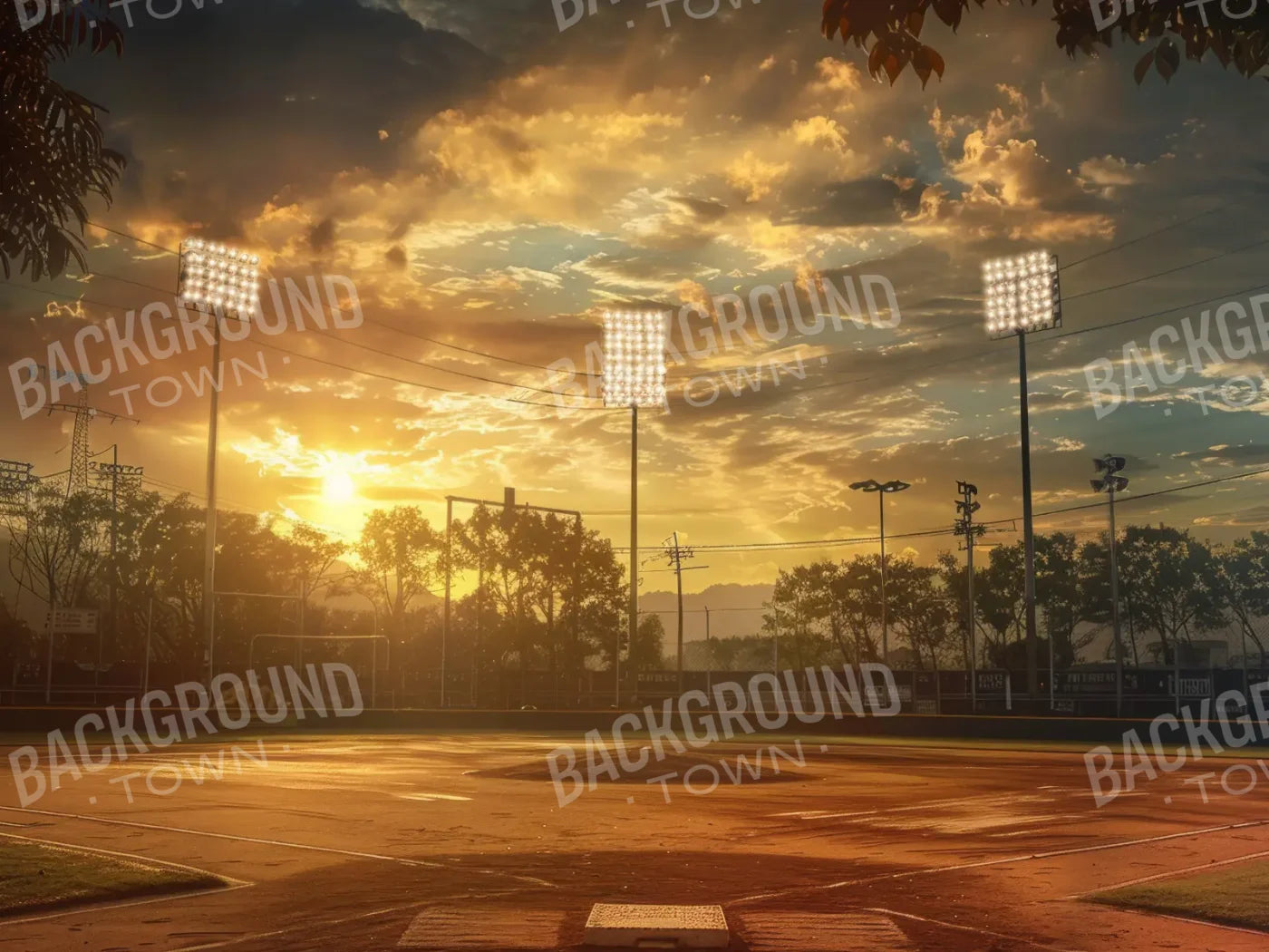 Baseball Evening 6’8x5’ Fleece (80 x 60 inch) Backdrop