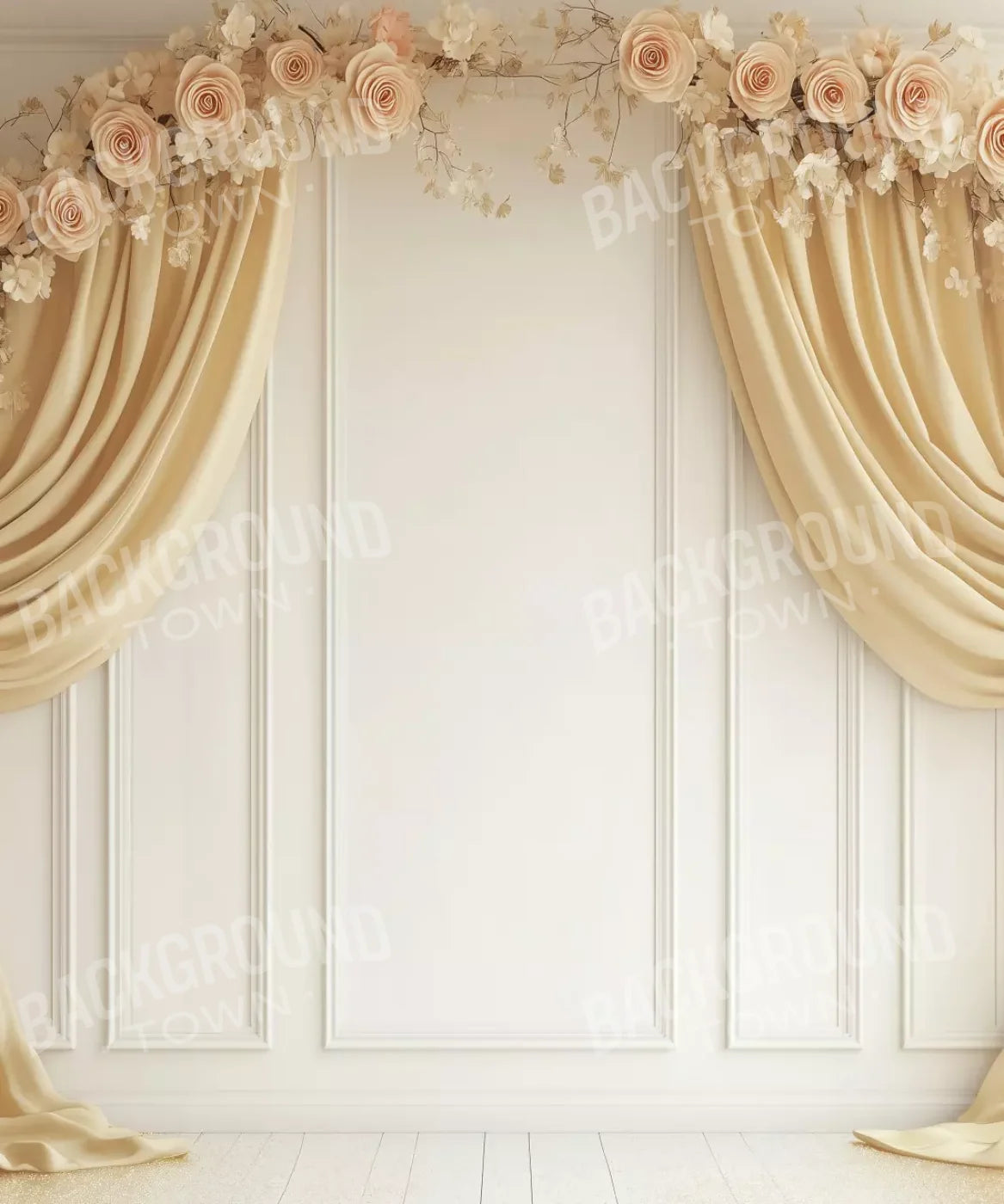 Beige Floral Arch Wall 10’x12’ UltraCloth (120 x 144 inch) Backdrop