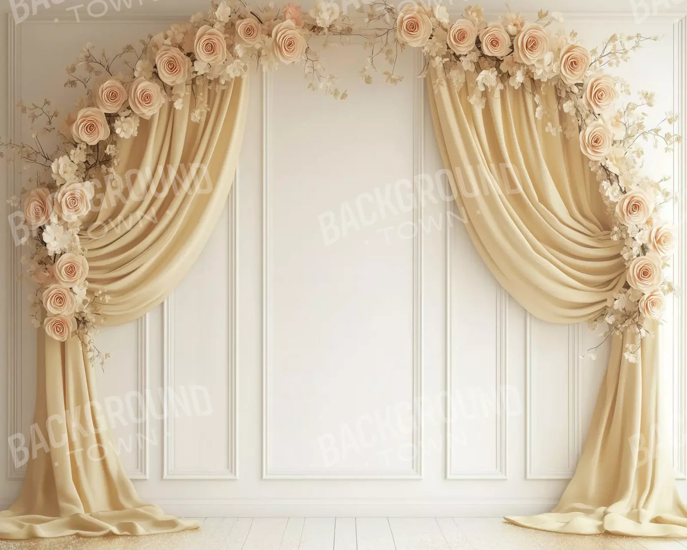 Beige Floral Arch Wall 10’x8’ Fleece (120 x 96 inch) Backdrop