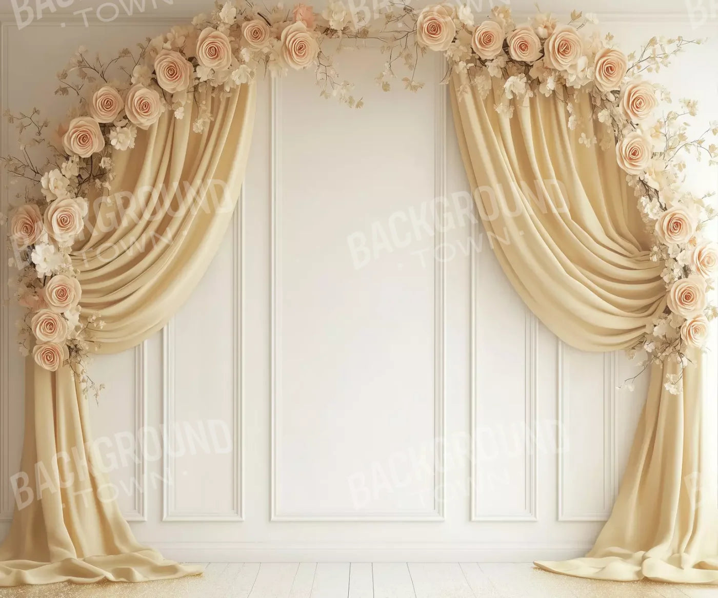 Beige Floral Arch Wall 12’x10’ UltraCloth (144 x 120 inch) Backdrop