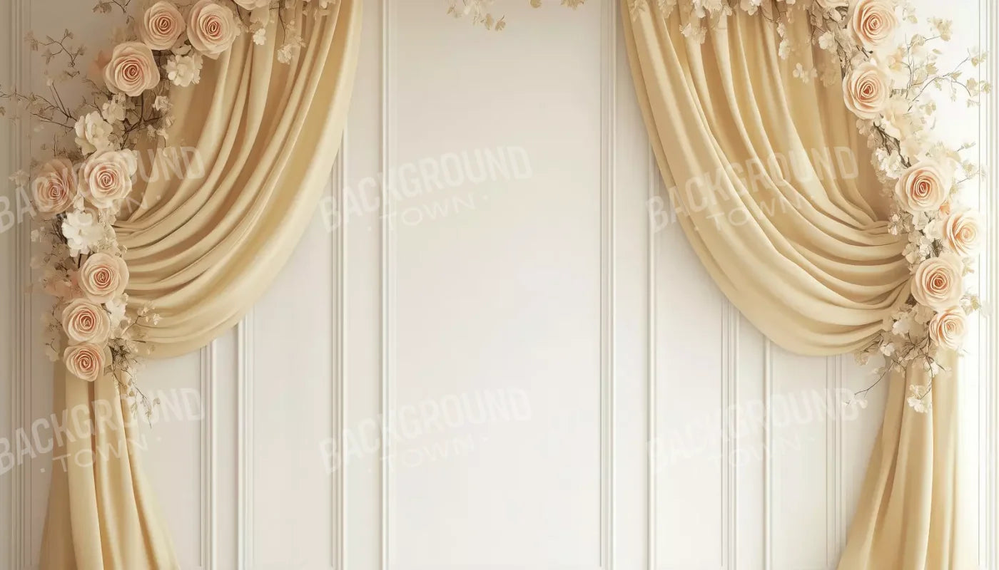 Beige Floral Arch Wall 14’x8’ UltraCloth (168 x 96 inch) Backdrop