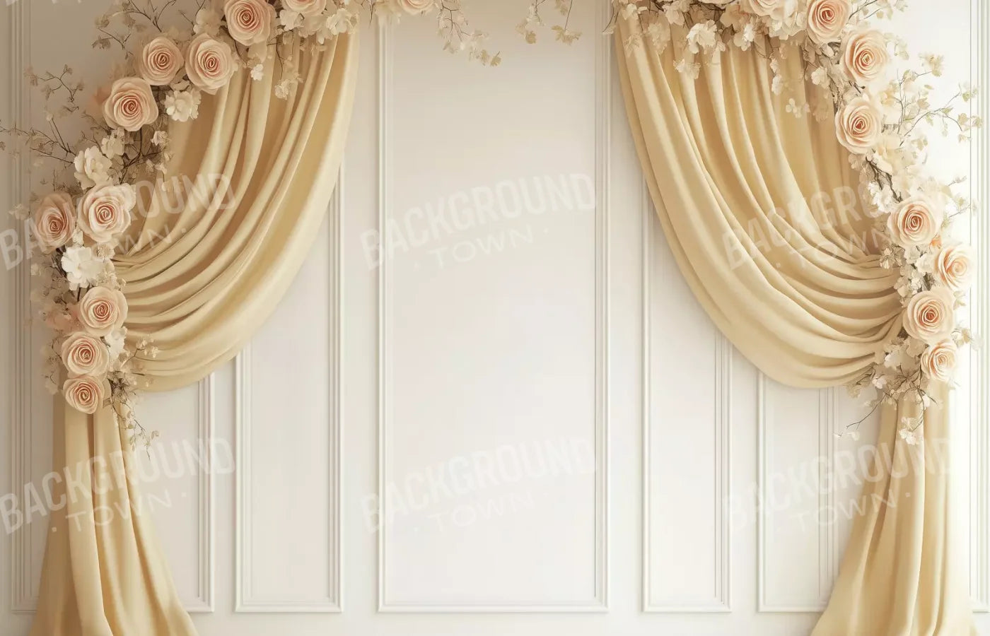 Beige Floral Arch Wall 14’x9’ UltraCloth (168 x 108 inch) Backdrop