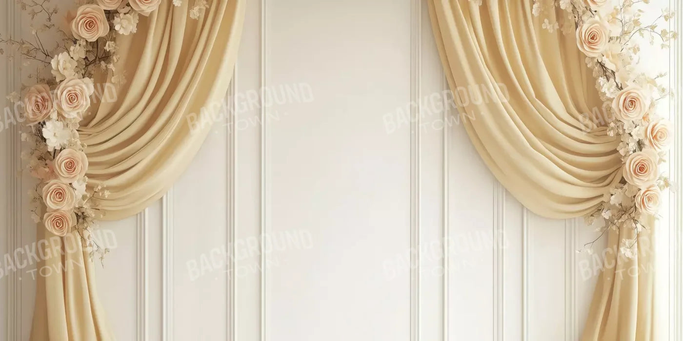 Beige Floral Arch Wall 16’x8’ UltraCloth (192 x 96 inch) Backdrop