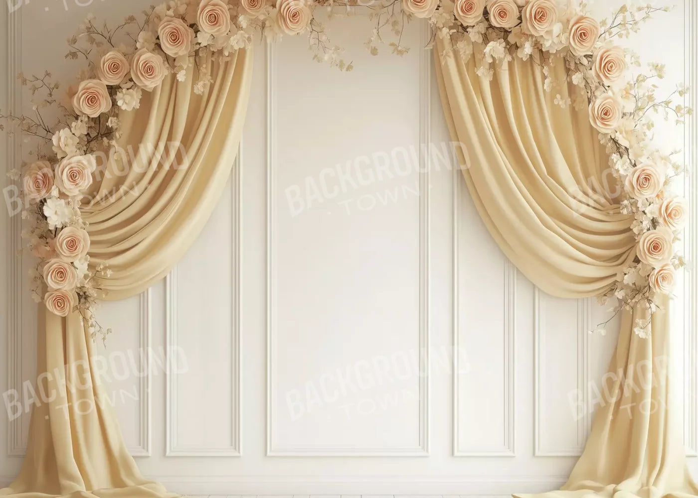 Beige Floral Arch Wall 7’x5’ UltraCloth (84 x 60 inch) Backdrop