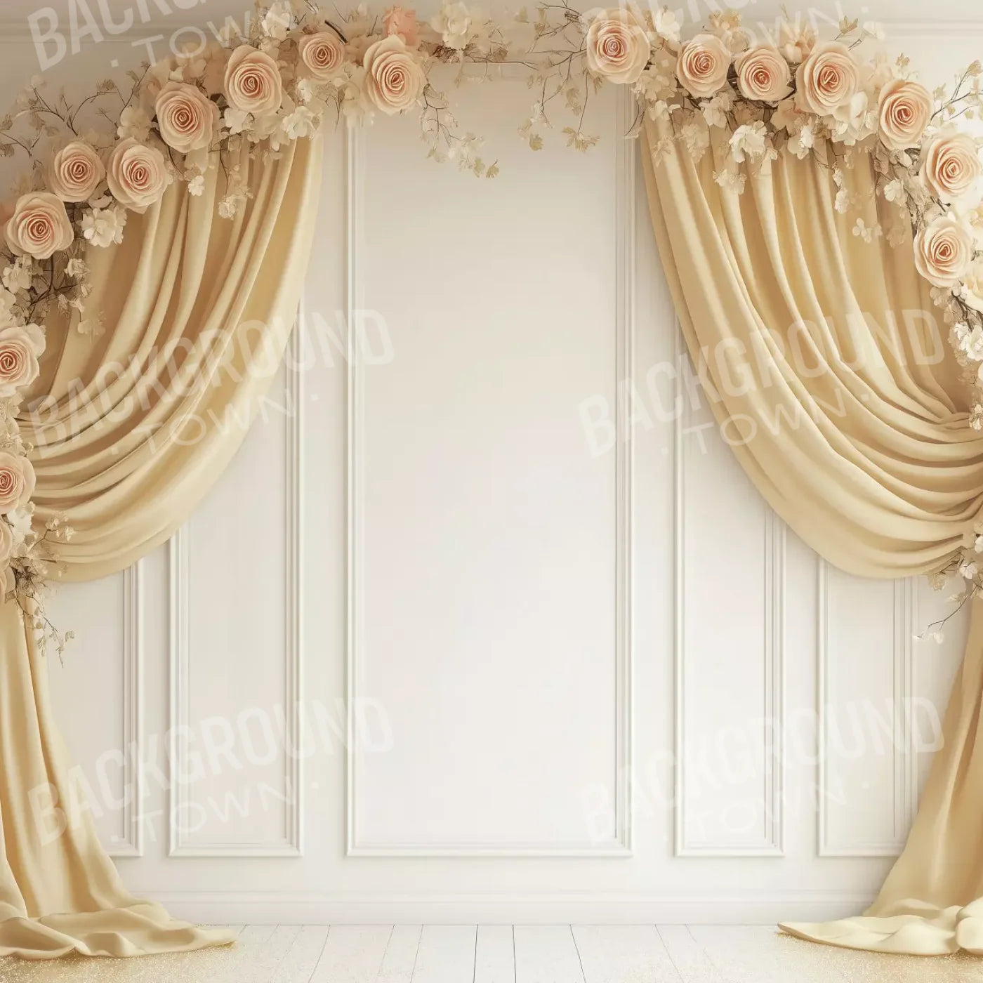 Beige Floral Arch Wall 8’x8’ Fleece (96 x 96 inch) Backdrop