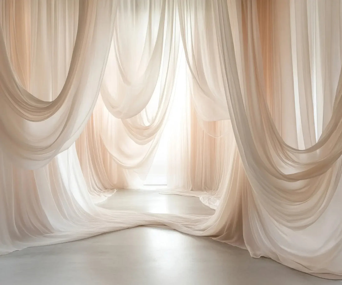 Beige Sheer Drapery 5’x4’2 Fleece (60 x 50 inch) Backdrop