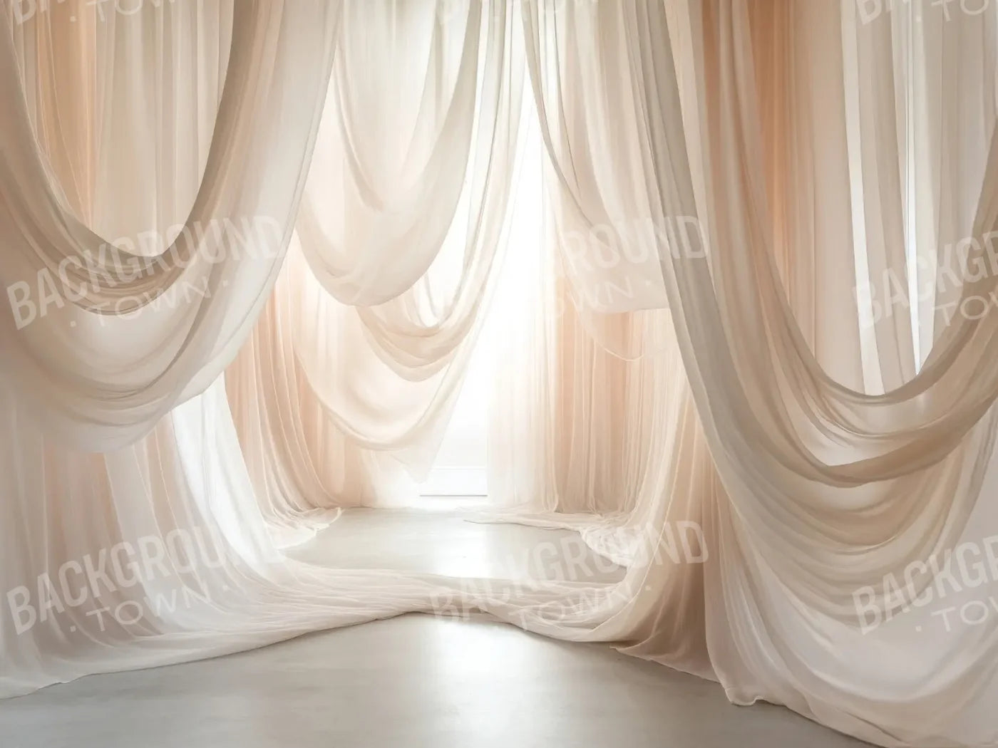 Beige Sheer Drapery 6’8x5’ Fleece (80 x 60 inch) Backdrop