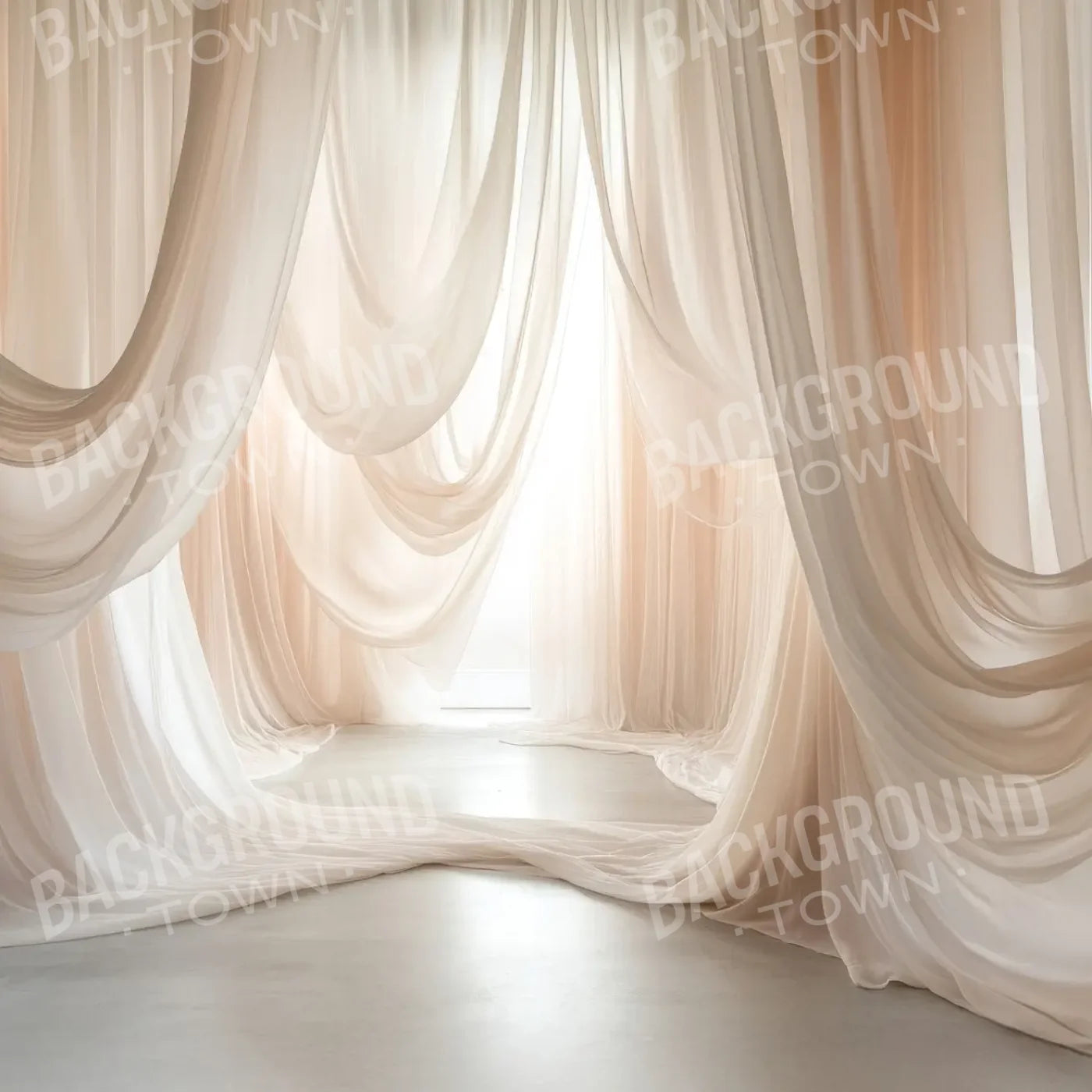 Beige Sheer Drapery 8’x8’ Fleece (96 x 96 inch) Backdrop