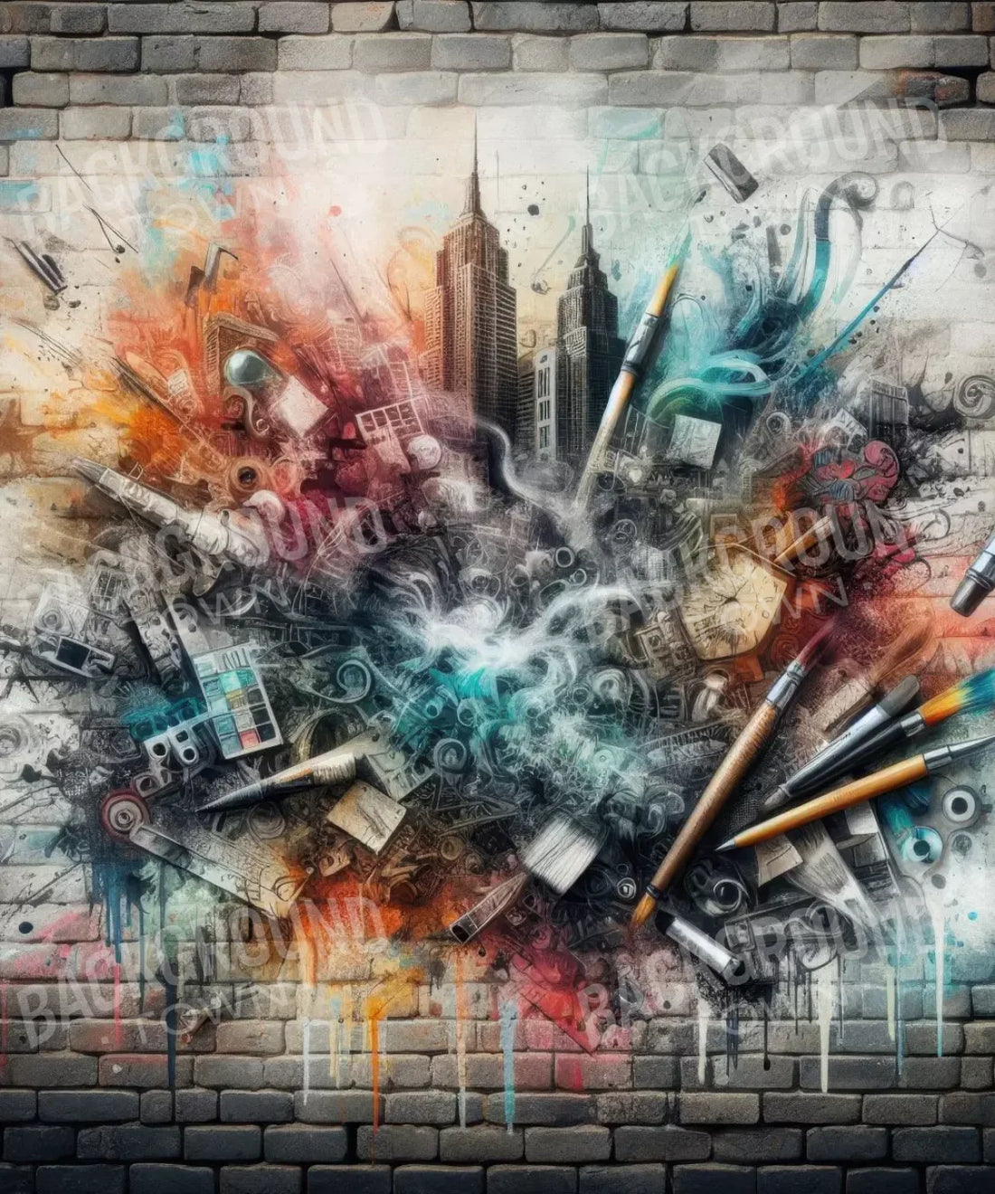 Gray Orange Blue White Backdrop for Photography