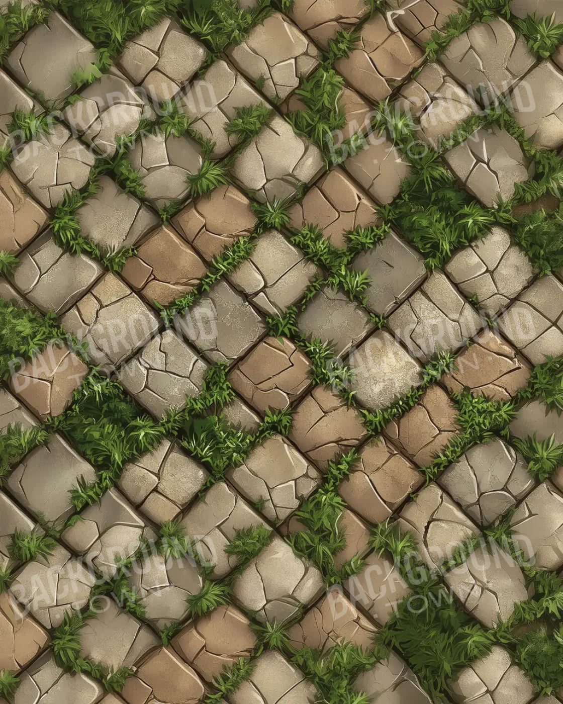 Big Square Cobblestones With Grass Rubbermat Floor 8’x10’ RubberMat Floor (96 x 120 inch) Backdrop