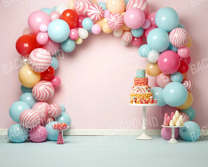 Birthday Swirl Balloon Arch 10’x8’ Fleece (120 x 96 inch) Backdrop