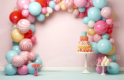 Birthday Swirl Balloon Arch 14’x9’ UltraCloth (168 x 108 inch) Backdrop