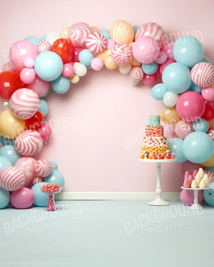 Birthday Swirl Balloon Arch 8’x10’ Fleece (96 x 120 inch) Backdrop