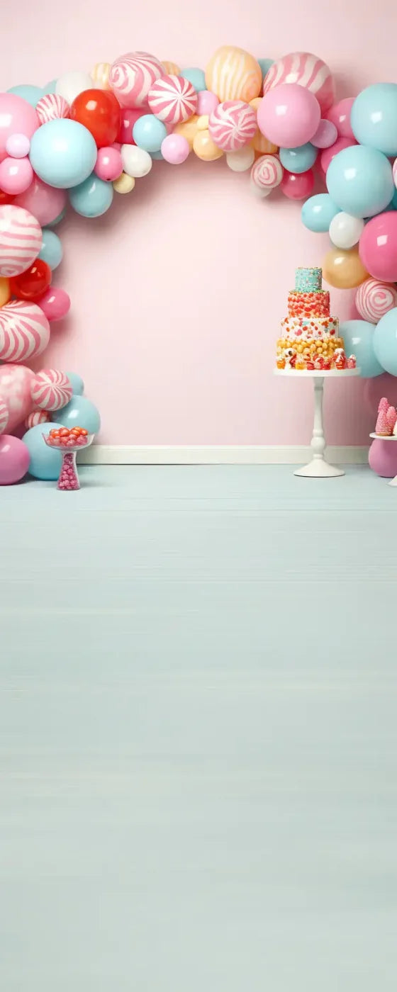Birthday Swirl Balloon Arch Sweep Backdrop