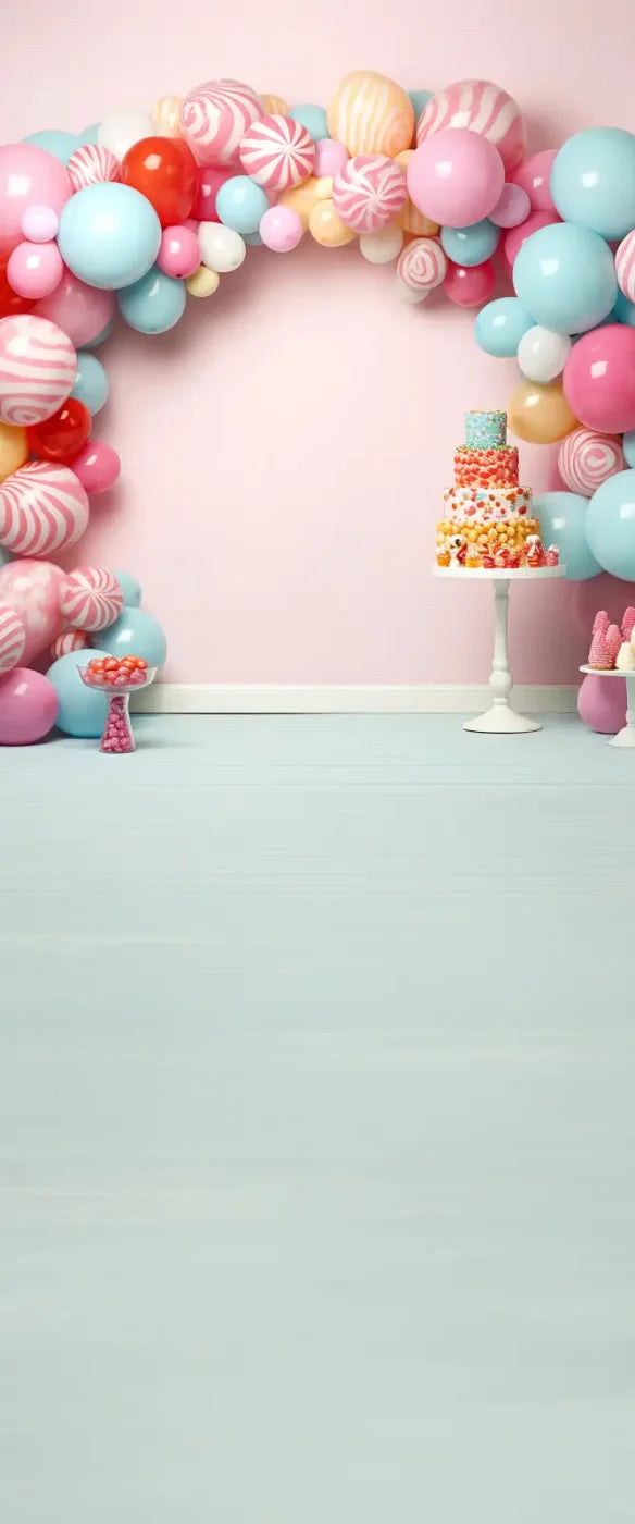 Birthday Swirl Balloon Arch Sweep Backdrop