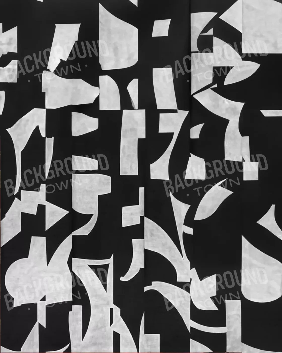 Black And White Abstract 8’X10’ Fleece (96 X 120 Inch) Backdrop