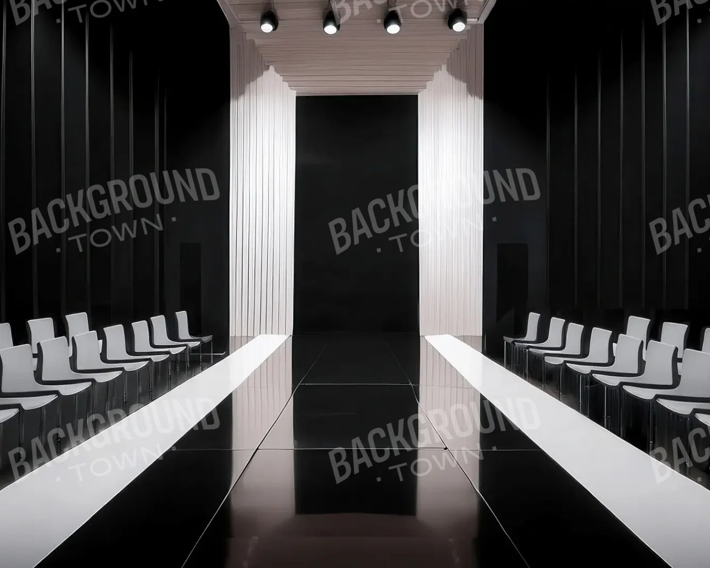 Black And White Catwalk 10’x8’ Fleece (120 x 96 inch) Backdrop