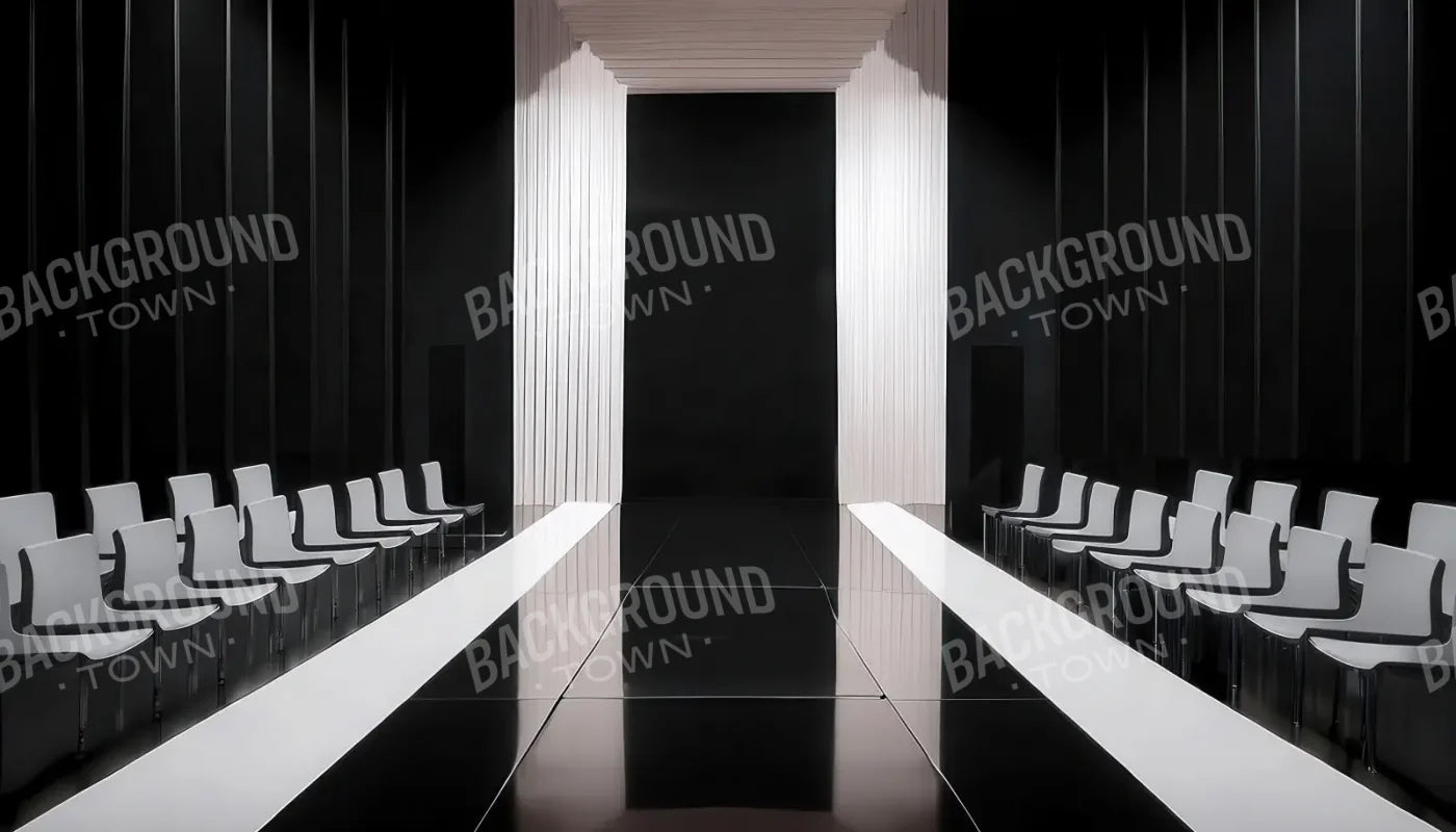 Black And White Catwalk 14’x8’ UltraCloth (168 x 96 inch) Backdrop