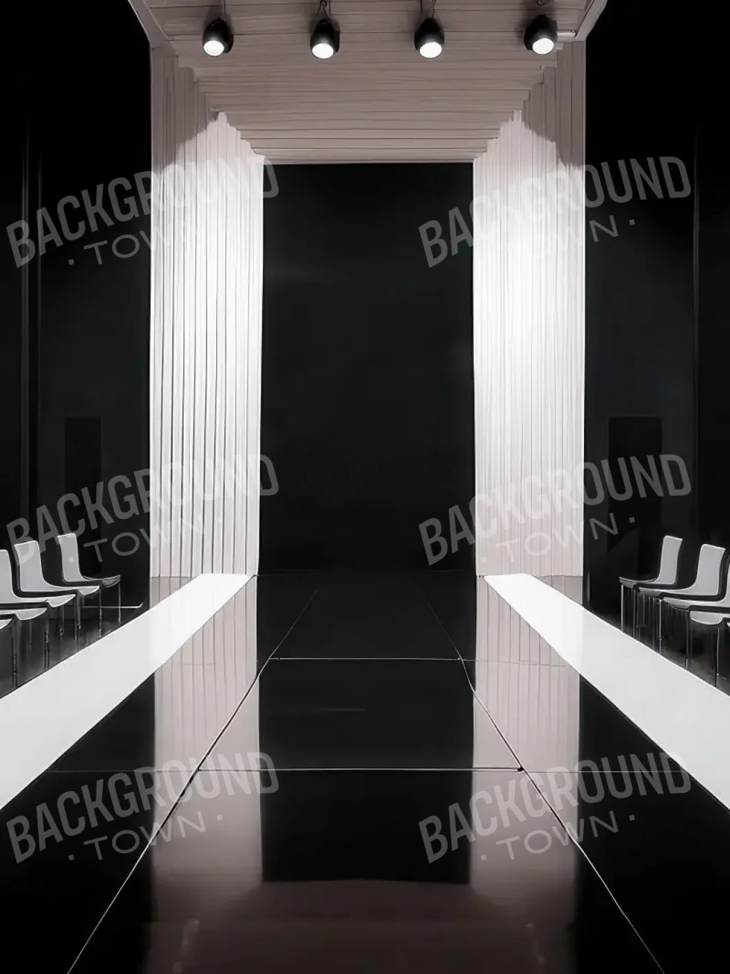 Black And White Catwalk 6’x8’ Fleece (72 x 96 inch) Backdrop