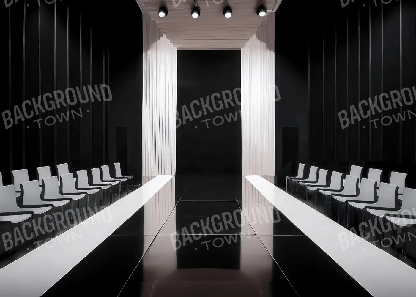 Black And White Catwalk 7’x5’ UltraCloth (84 x 60 inch) Backdrop