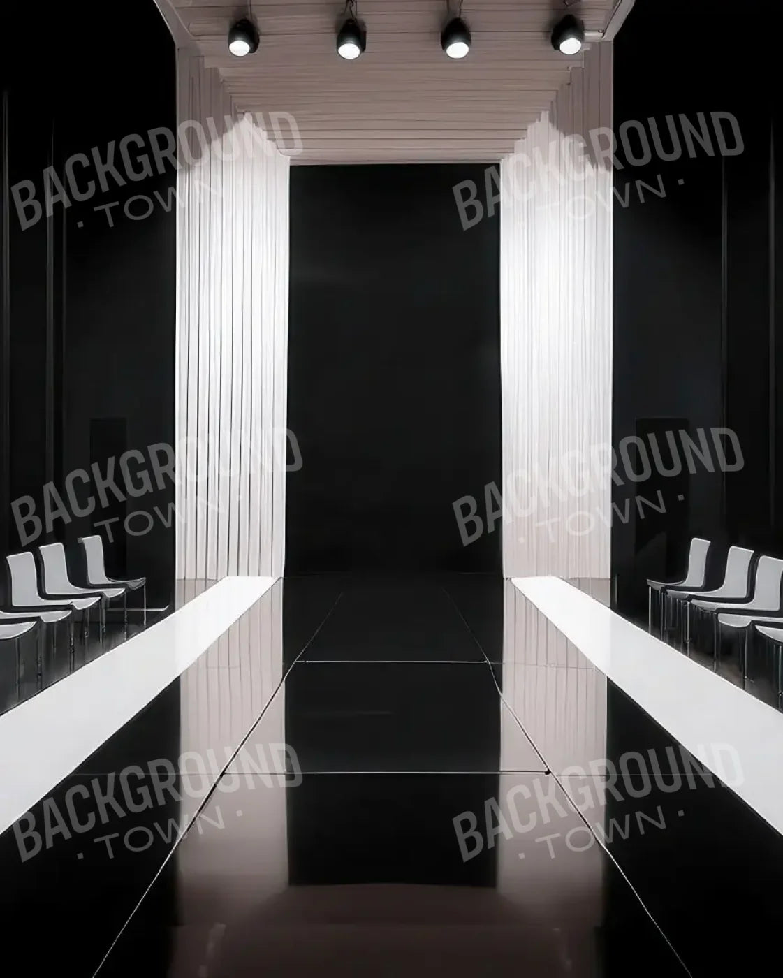 Black And White Catwalk 8’x10’ Fleece (96 x 120 inch) Backdrop