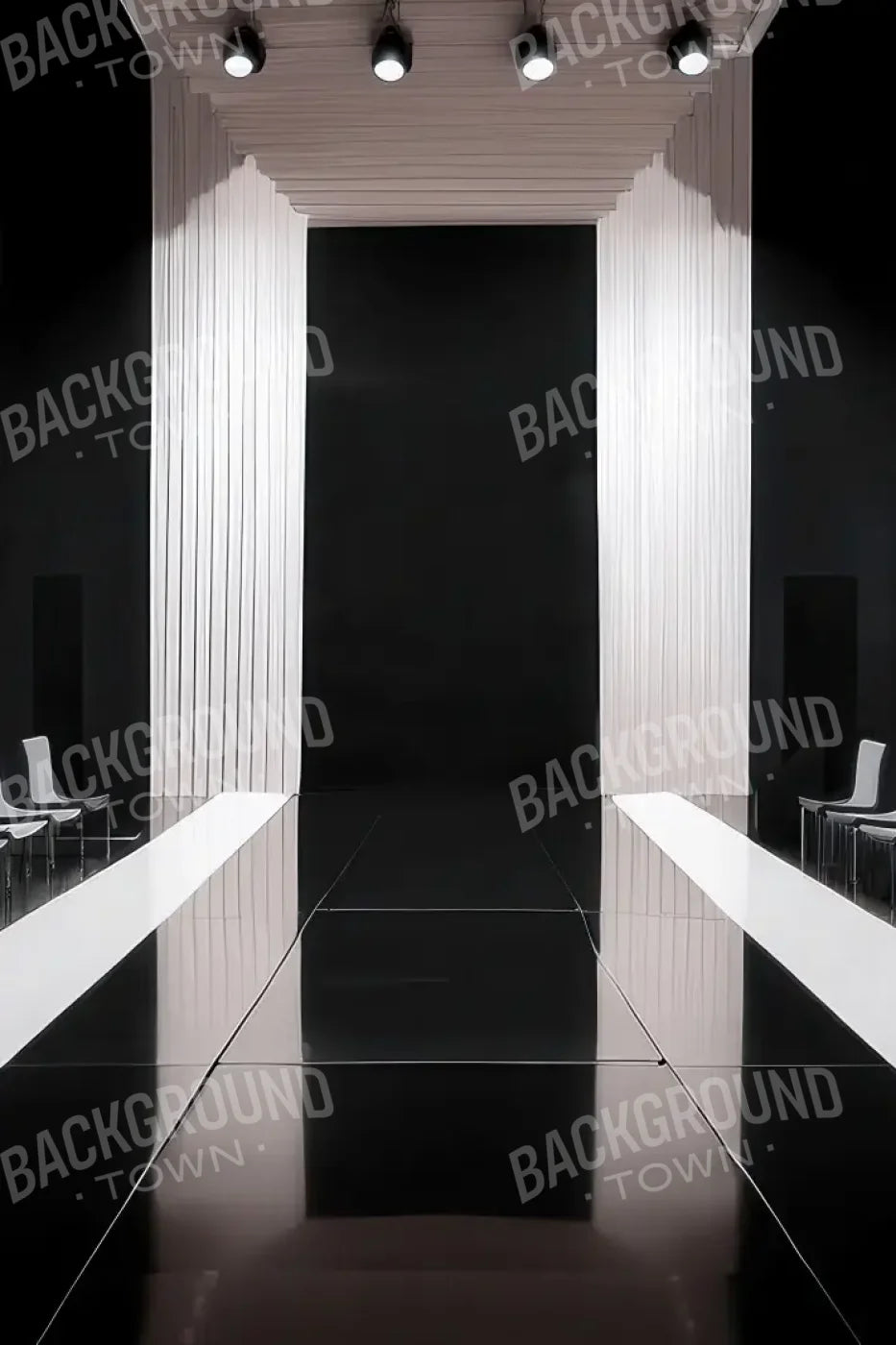 Black And White Catwalk 8’x12’ UltraCloth (96 x 144 inch) Backdrop