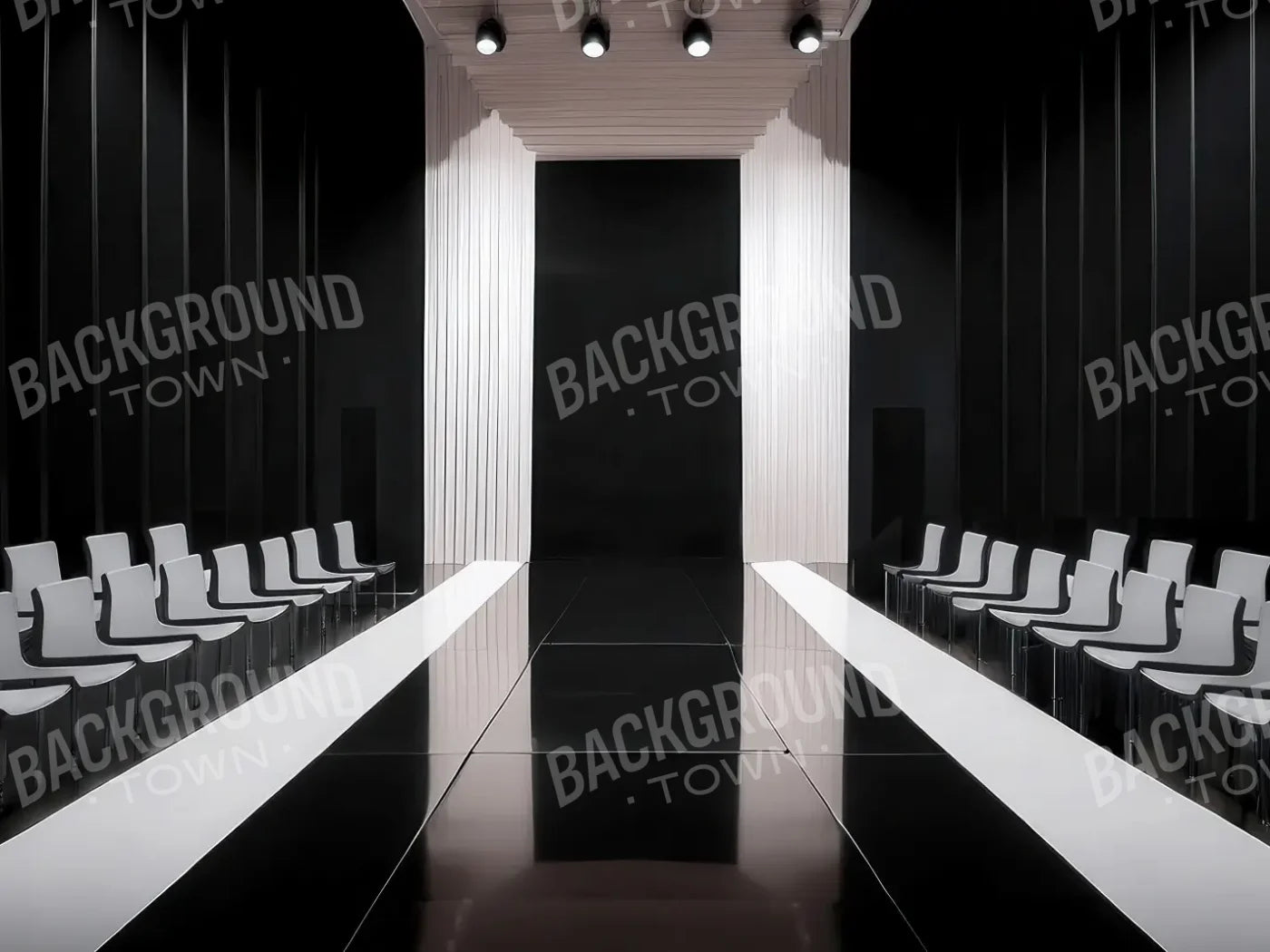 Black And White Catwalk 8’x6’ Fleece (96 x 72 inch) Backdrop