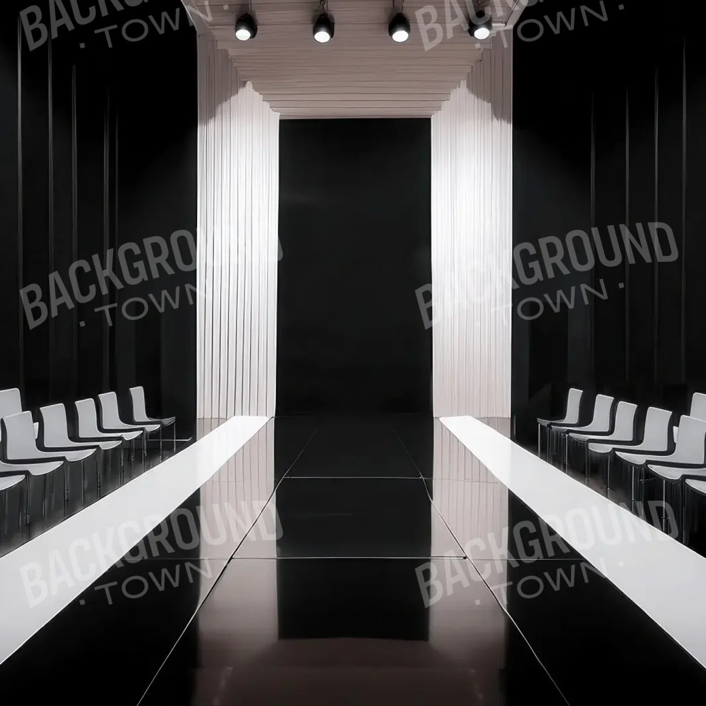 Black And White Catwalk 8’x8’ Fleece (96 x 96 inch) Backdrop