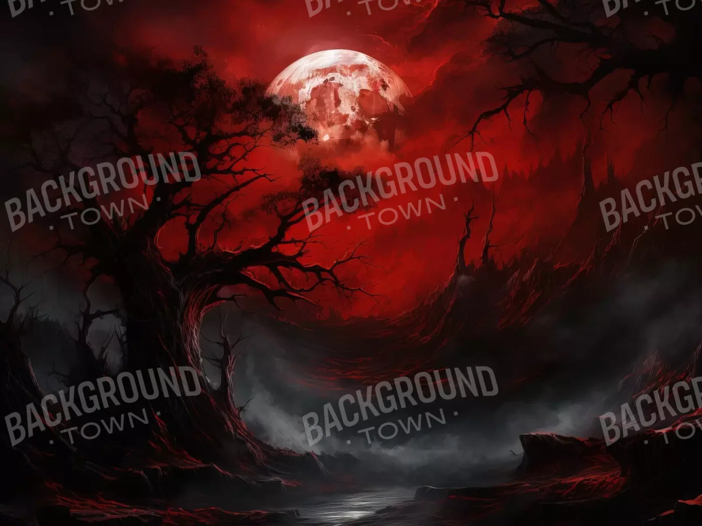 Blood Moon I 6’8X5’ Fleece (80 X 60 Inch) Backdrop