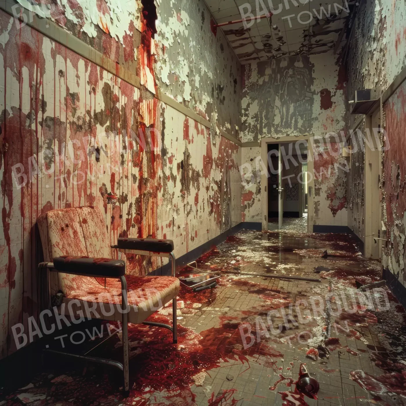 Bloody Institution Chair Room I 10’X10’ Ultracloth (120 X Inch) Backdrop