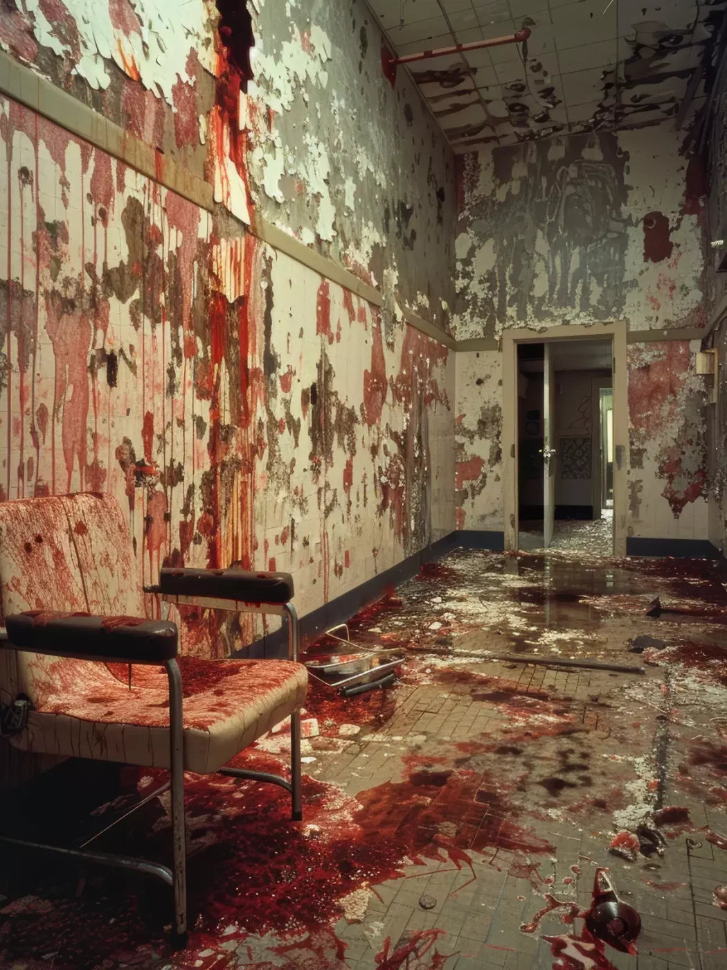 Bloody Institution Chair Room I 6’X8’ Fleece (72 X 96 Inch) Backdrop