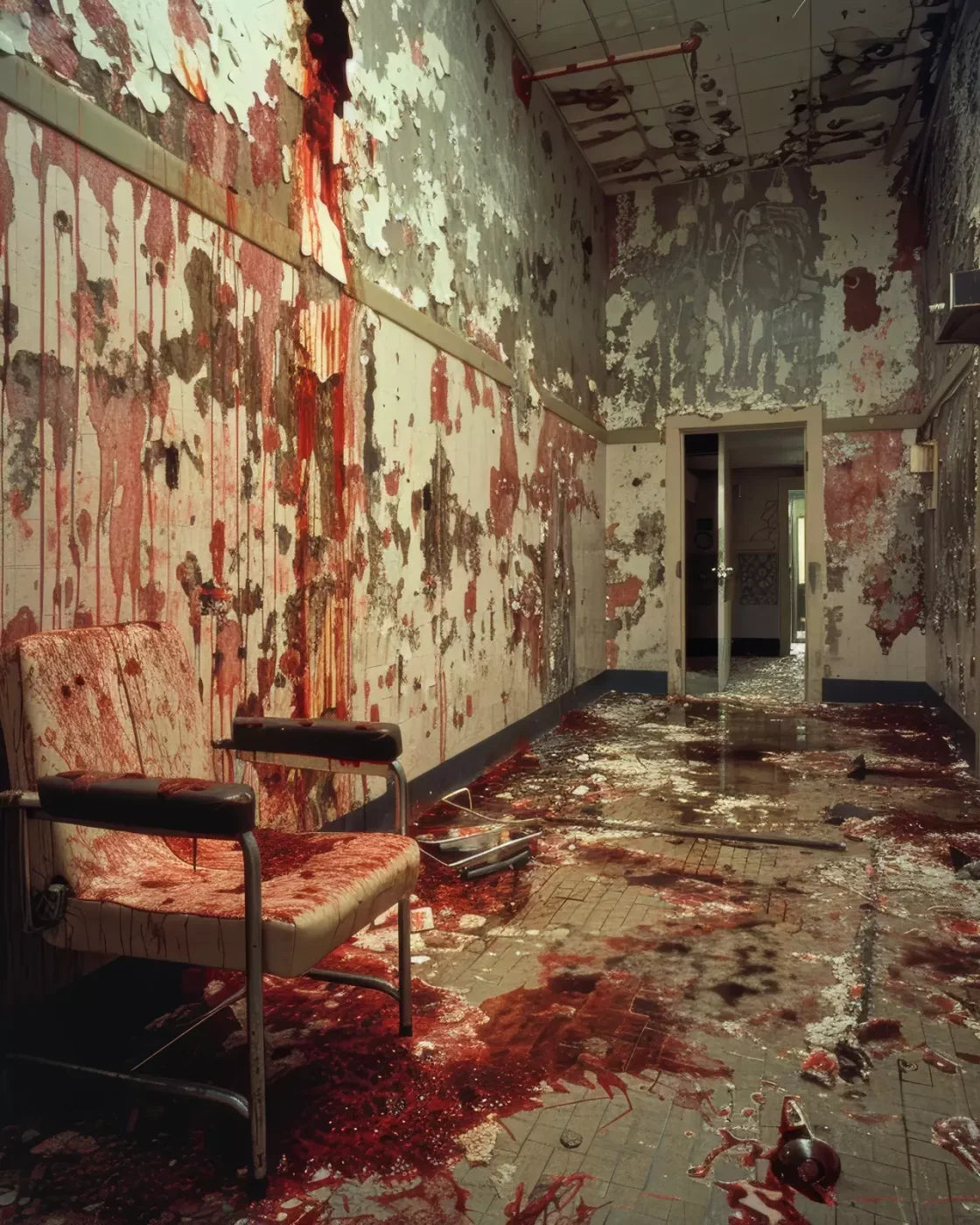 Bloody Institution Chair Room I 8’X10’ Fleece (96 X 120 Inch) Backdrop