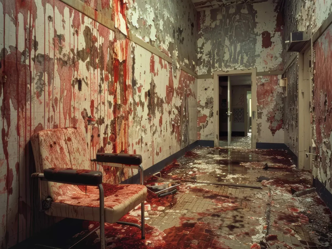 Bloody Institution Chair Room I 8’X6’ Fleece (96 X 72 Inch) Backdrop
