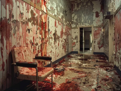 Bloody Institution Chair Room I 8’X6’ Fleece (96 X 72 Inch) Backdrop