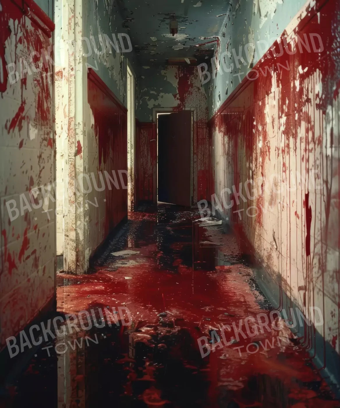 Bloody Institution Hallway Iii 10’X12’ Ultracloth (120 X 144 Inch) Backdrop