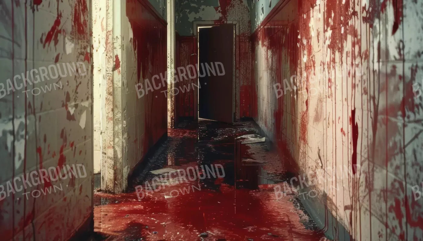 Bloody Institution Hallway Iii 14’X8’ Ultracloth (168 X 96 Inch) Backdrop