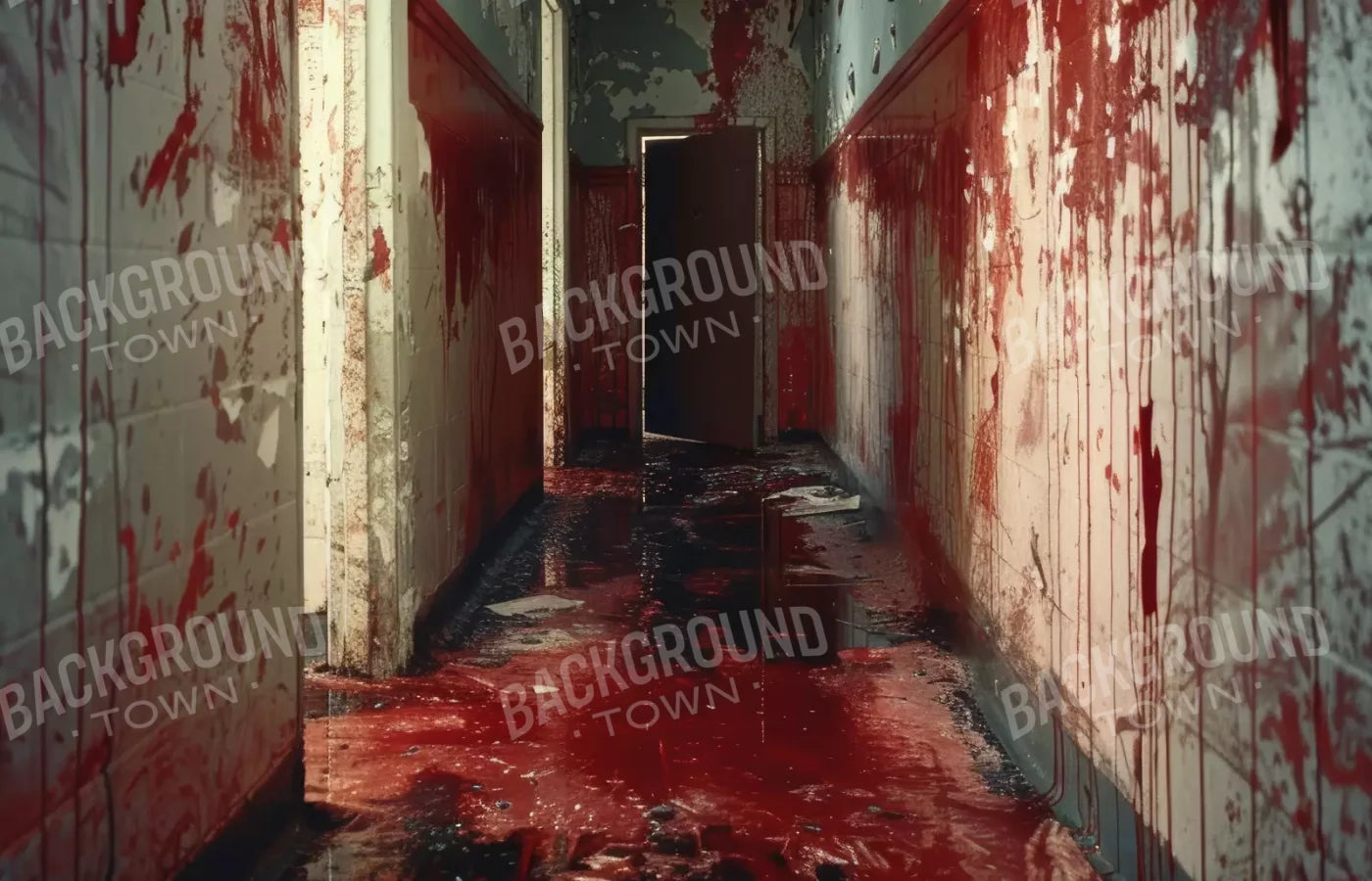 Bloody Institution Hallway Iii 14’X9’ Ultracloth (168 X 108 Inch) Backdrop