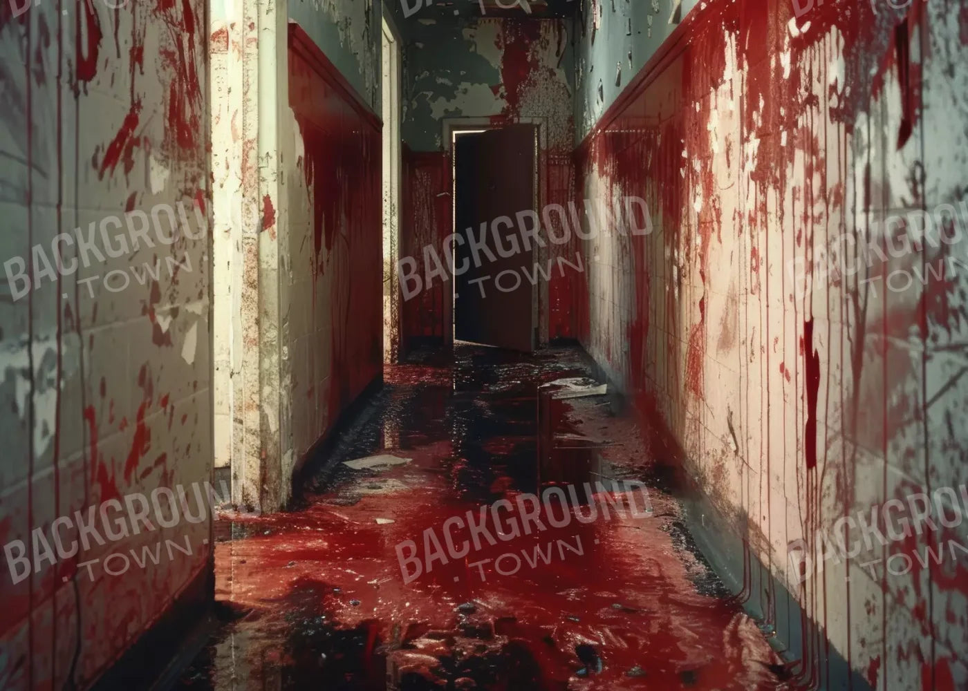Bloody Institution Hallway Iii 7’X5’ Ultracloth (84 X 60 Inch) Backdrop