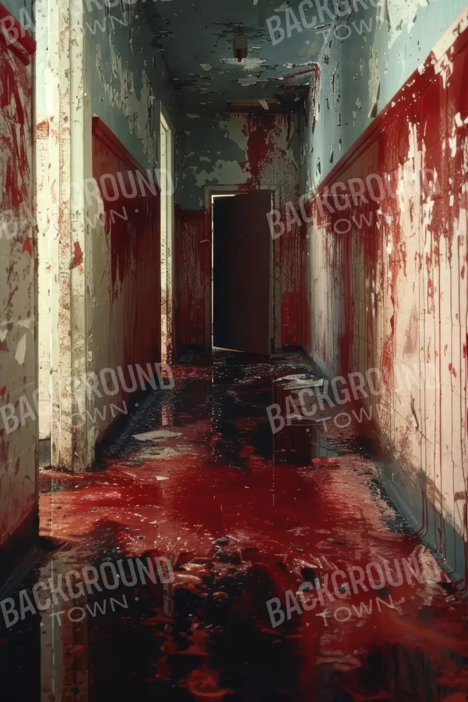 Bloody Institution Hallway Iii 8’X12’ Ultracloth (96 X 144 Inch) Backdrop
