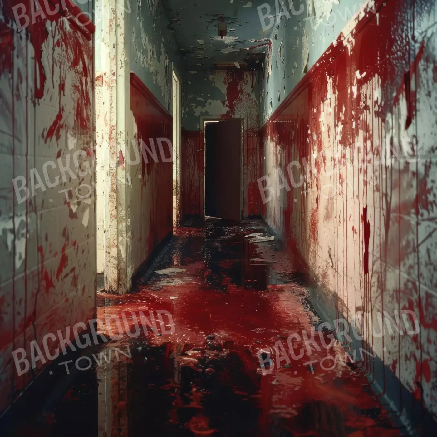 Bloody Institution Hallway Iii 8’X8’ Fleece (96 X Inch) Backdrop