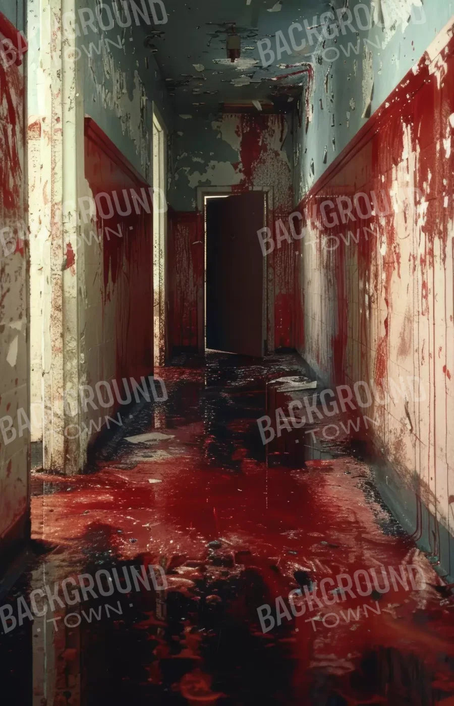 Bloody Institution Hallway Iii 9’X14’ Ultracloth (108 X 168 Inch) Backdrop