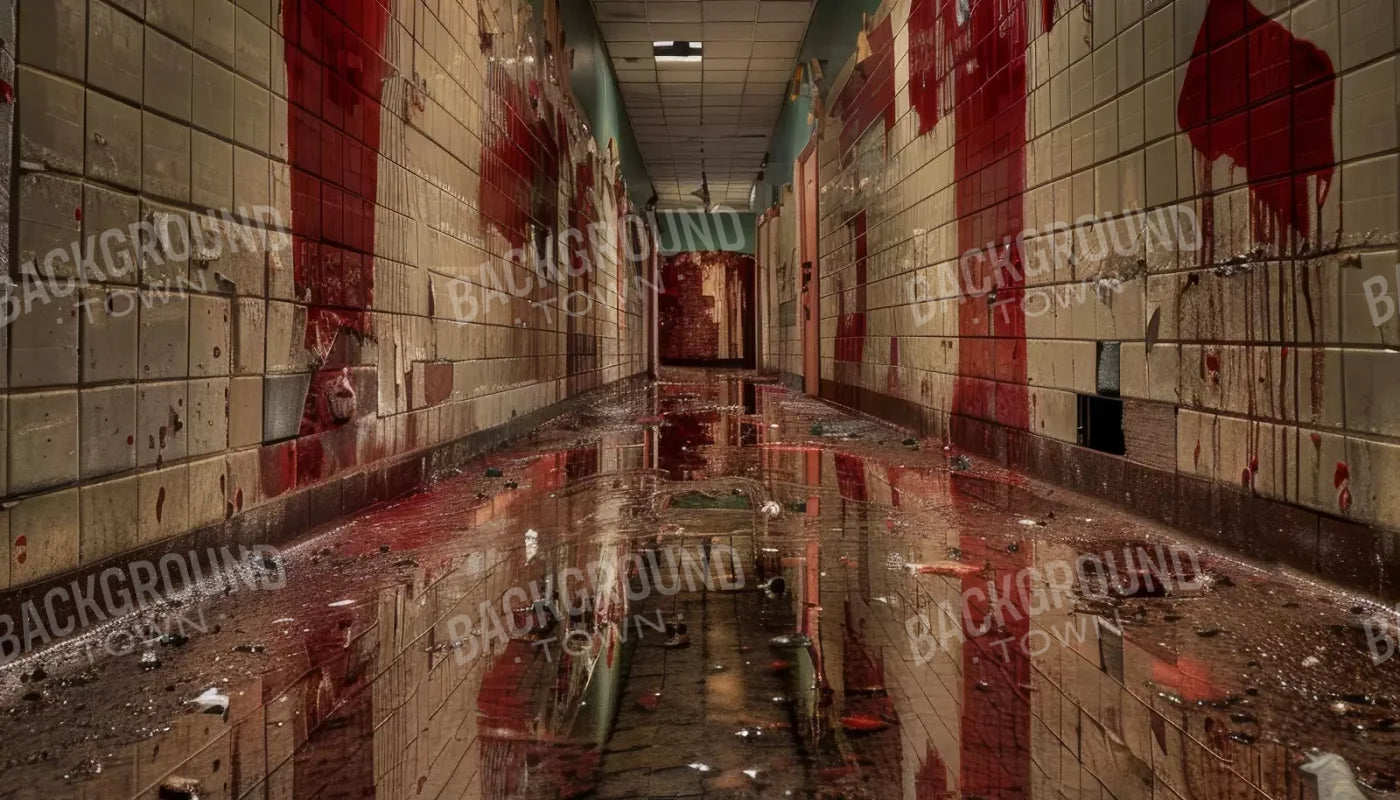 Bloody Institution Hallway V 14’X8’ Ultracloth (168 X 96 Inch) Backdrop