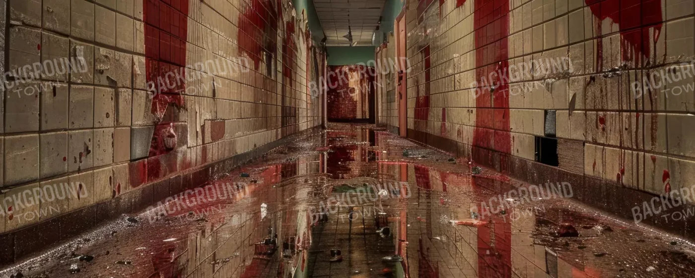 Bloody Institution Hallway V 20’X8’ Ultracloth (240 X 96 Inch) Backdrop