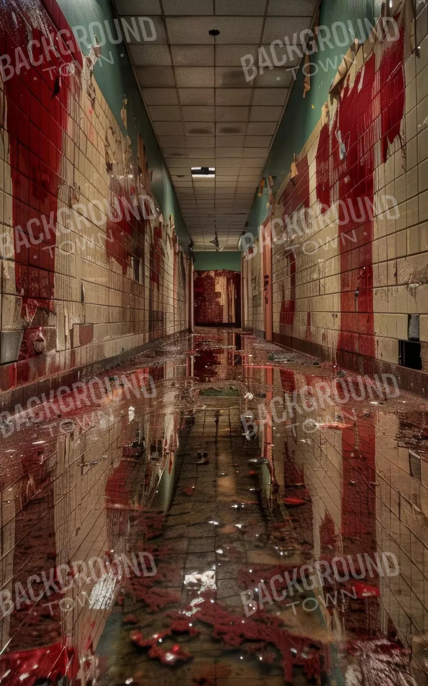 Bloody Institution Hallway V 5’X8’ Ultracloth (60 X 96 Inch) Backdrop