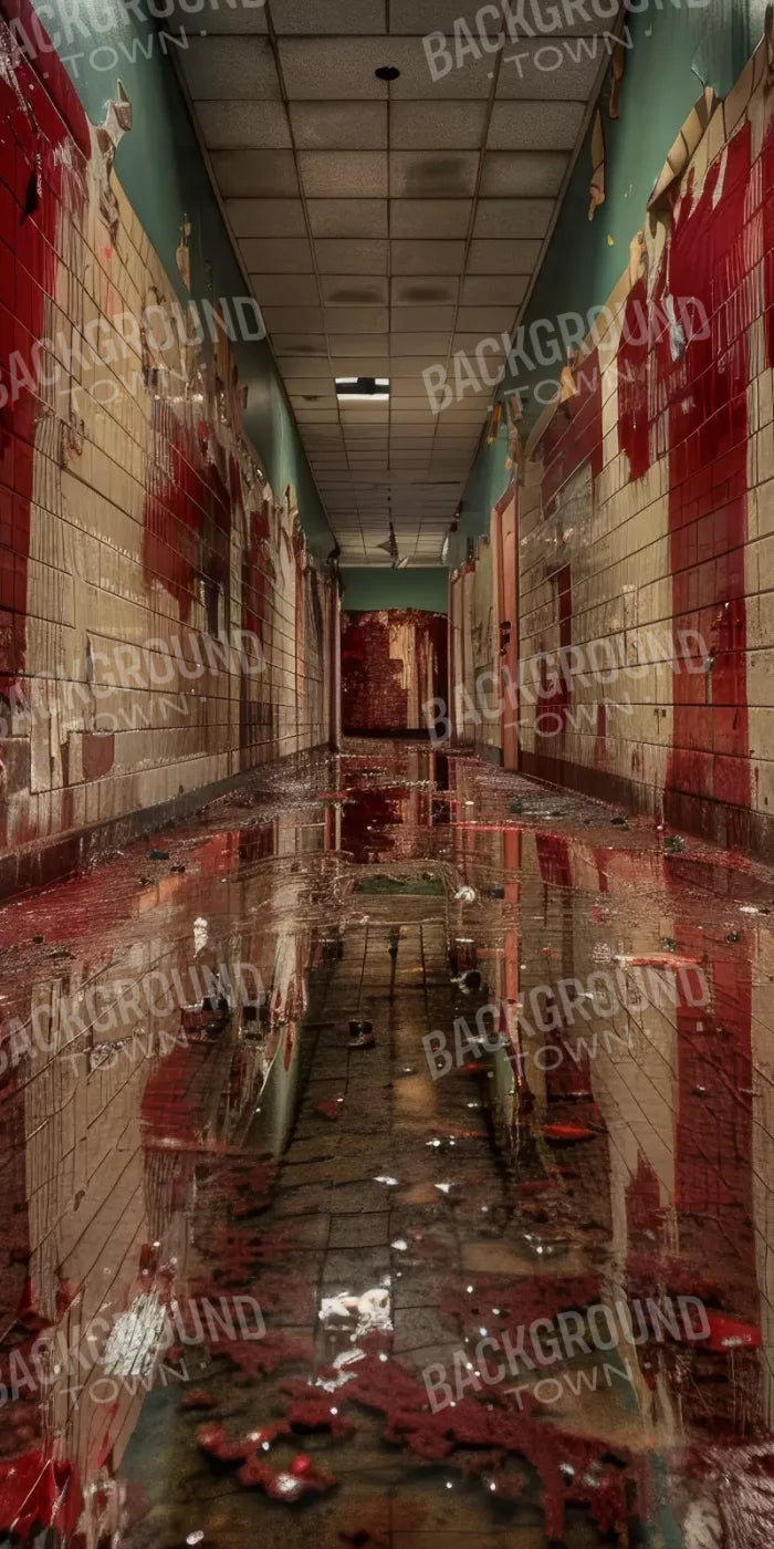 Bloody Institution Hallway V 8’X16’ Ultracloth (96 X 192 Inch) Backdrop