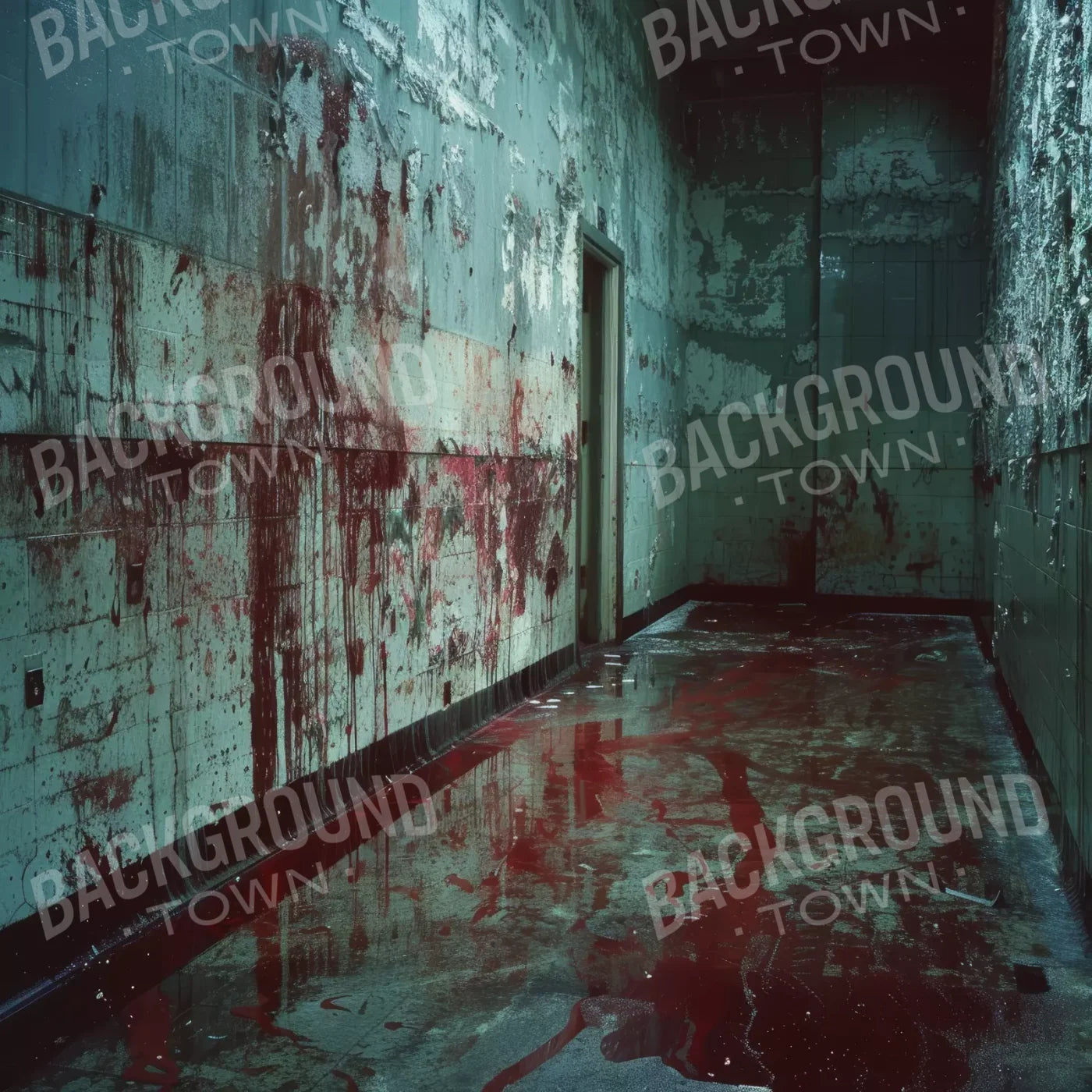 Bloody Institution Hallway I 10’X10’ Ultracloth (120 X Inch) Backdrop