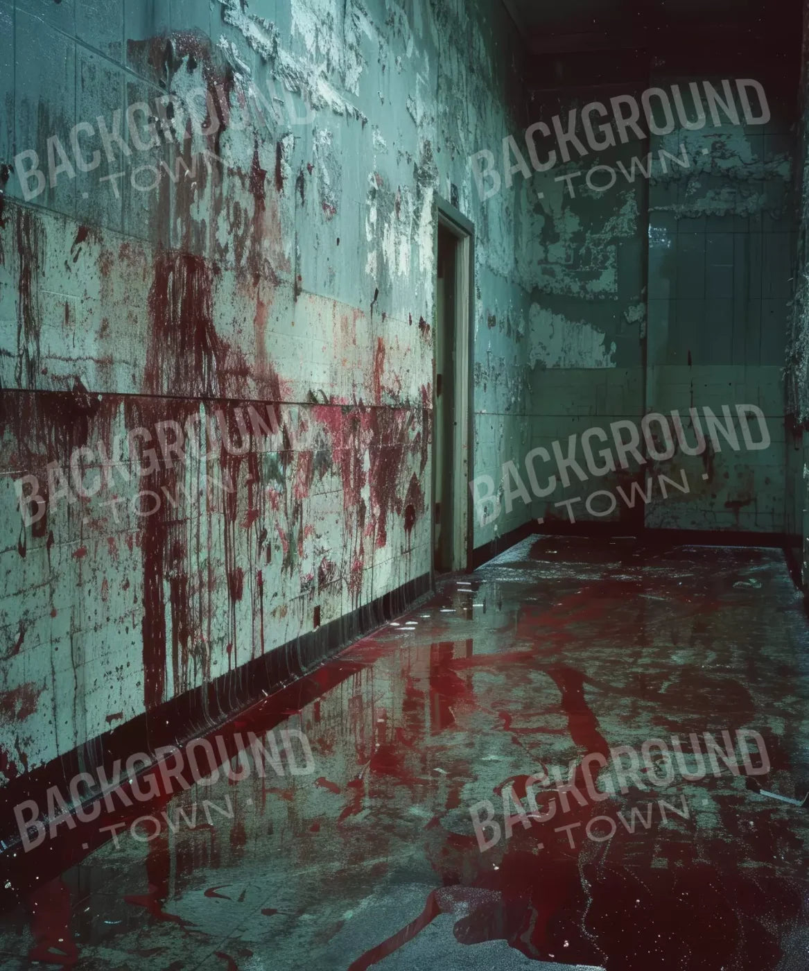 Bloody Institution Hallway I 10’X12’ Ultracloth (120 X 144 Inch) Backdrop