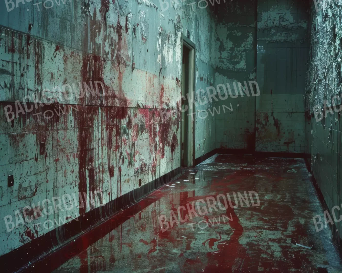 Bloody Institution Hallway I 10’X8’ Fleece (120 X 96 Inch) Backdrop